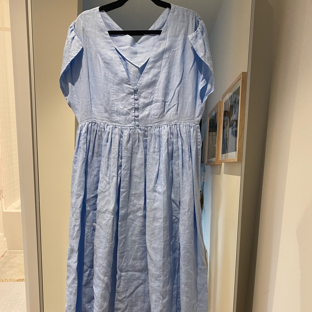Blue Linen Beach Coverup